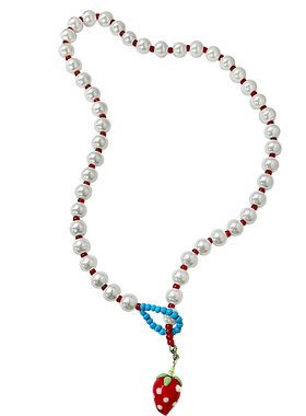 吧唧一口！甜美风草莓珍珠项链女