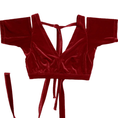 部落肚皮舞品牌choli丝绒V领露背开肩短袖品质保证CJJ06 10