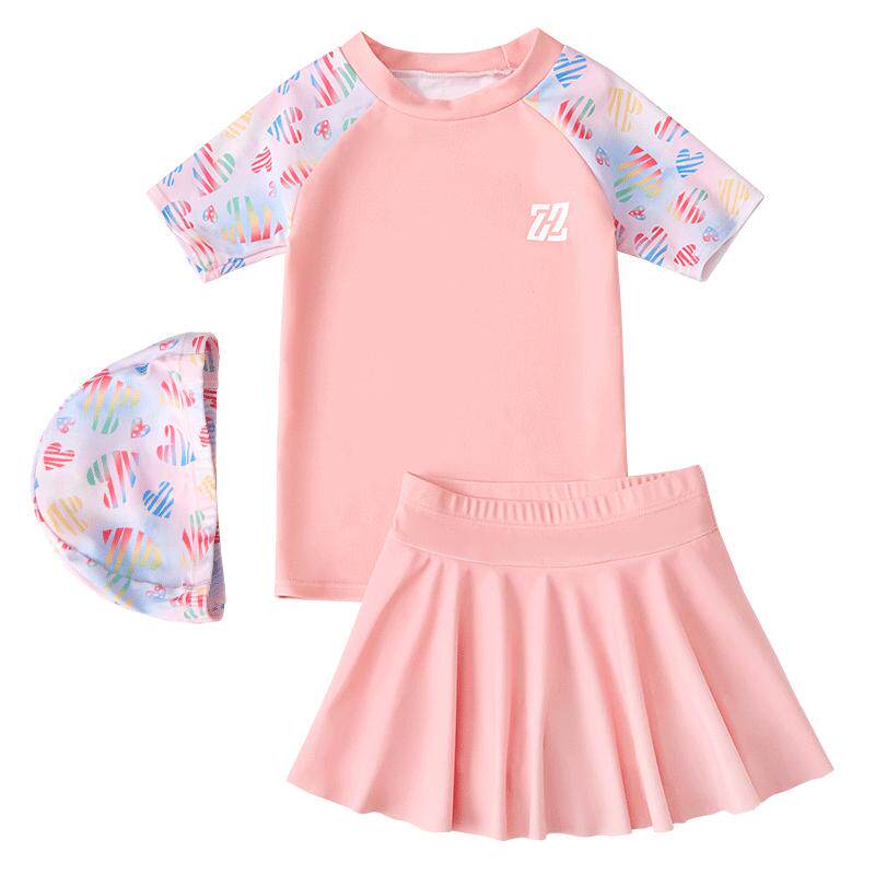 儿童泳衣女童新款夏季中大童分体裙式小女孩泳衣可爱透气清新泳装