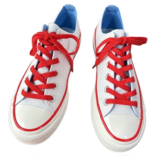 学院风白红色帆布鞋女2026新款百搭休闲板鞋时尚低帮红鞋带小白鞋