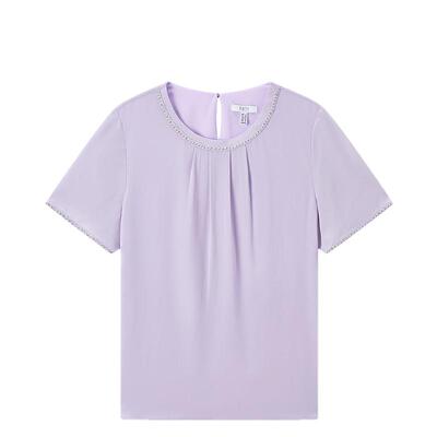 菲妮迪品牌真丝上装夏季新款100%桑蚕丝高端轻奢设计感上衣