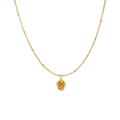 LAZY CIRCLES幸运金色小松果项链女气质随性细巧精致款吊坠锁骨链