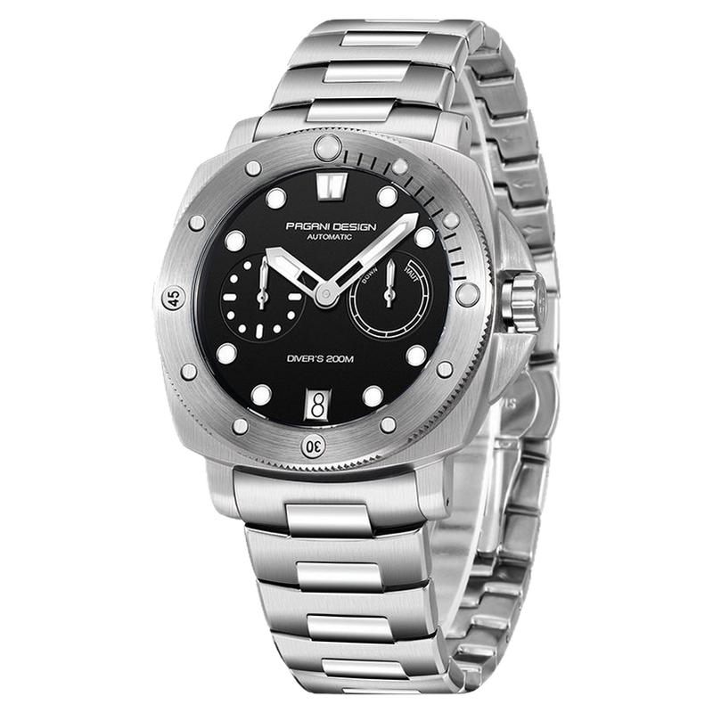 伯佳尼全自动机械手表男精钢圆形多功能防水夜光日历手表PD—1767