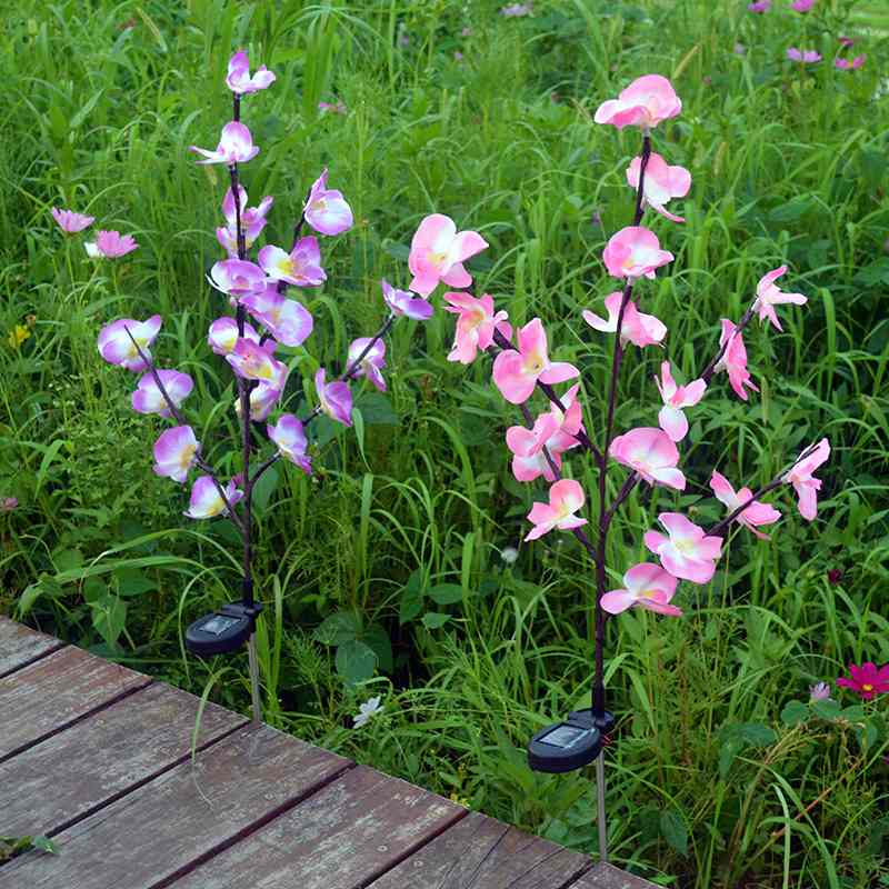 太阳能蝴蝶兰树枝灯户外庭院装饰LED草坪地插灯花灯太阳能户外灯