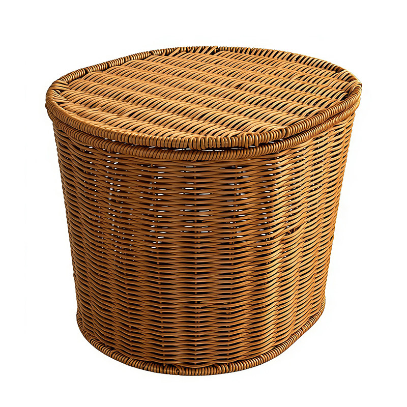 电动车后置篮藤编收纳筐买菜大容量储物筐简约风带盖收纳篮