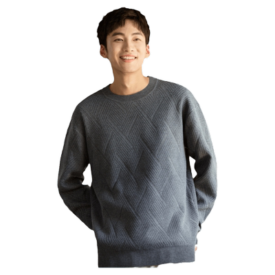 唐狮2025新款秋冬季圆领毛衣男针织衫肌理青少年宽松内搭打底衫潮