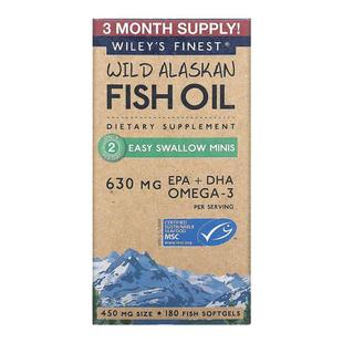 香港直发Wiley'S Finest阿拉斯加鱼油鳕鱼提取630mg180粒