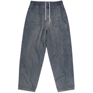 IDLT 9oz 锥形抽绳牛仔裤 运动腰复古宽松泥染做旧日系水洗潮街头
