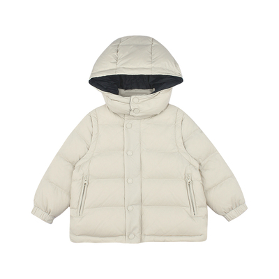 utouto冬季两色撞色帽连帽羽绒服