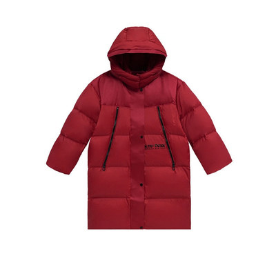 女童三防加厚过膝白鸭绒羽绒服