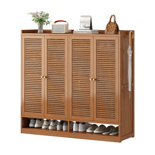 鞋架子家用门口多层楠竹大容量省空间2026新款透气百叶门防尘鞋柜