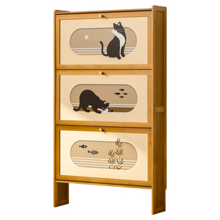 超薄翻斗鞋柜家用门口室内一体靠墙入户门17cm玄关柜中古小窄鞋架