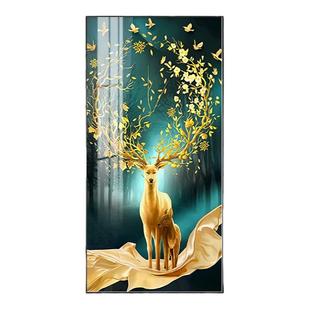 简约玄关装饰画现代轻奢高档走廊过道尽头挂画酒店入户玄幻壁画鹿