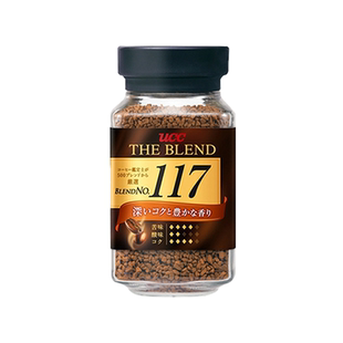 日本进口UCC117悠诗诗114瓶装速溶无蔗糖黑咖啡粉香醇苦原味90g