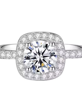 莫桑石戒指女小方糖情侣对戒