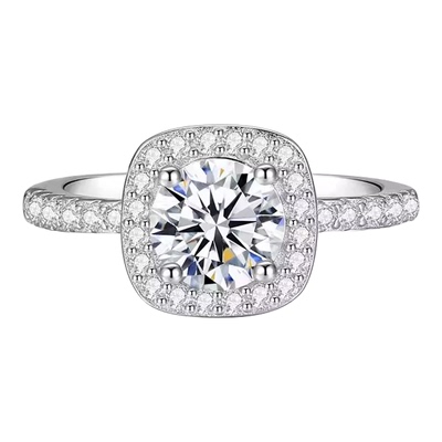 莫桑石戒指女小方糖情侣对戒