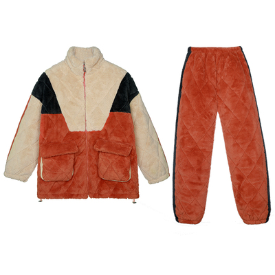 冬季保暖三层珊瑚绒夹棉睡衣套装