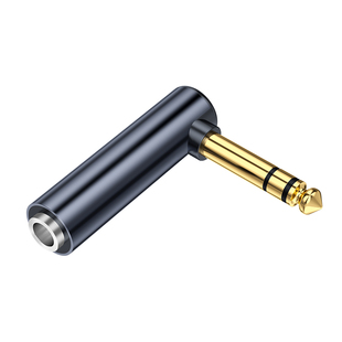 磊邦 6.35公对母转接头弯头90°6.5公转母大二芯单声吉他话筒功放