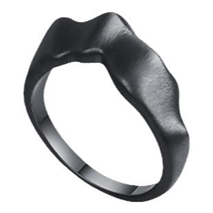 浪姐何洁同款 HEYU ISLAND黑鱼岛黑色银色山峰指环新中式戒指女