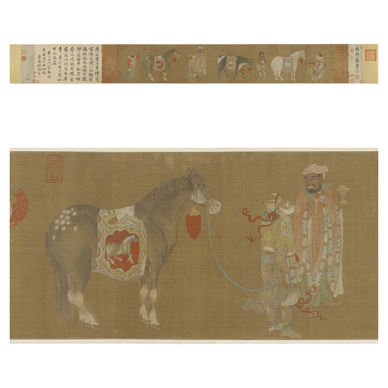清 佚名 摹 韩干胡人呈马图 古代名家画马技法复制微喷学习临摹