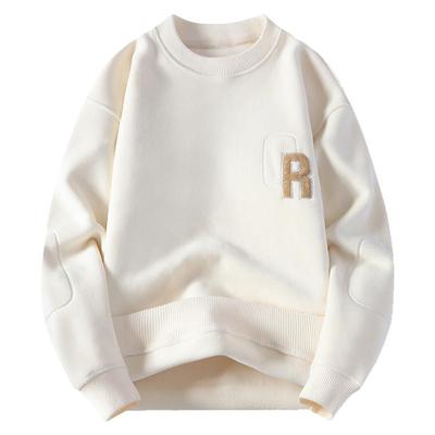 青少年秋冬季加绒加厚卫衣男初中高中学生摇粒绒打底衫大童保暖衣