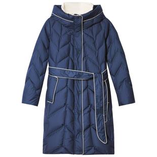 诗篇专选压胶直充鹅绒服连帽中长款白鹅绒羽绒服冬款