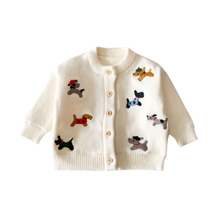 婴幼儿春装套装新款喜庆男宝宝周岁服一整套婴儿针织衫打底裤衣服