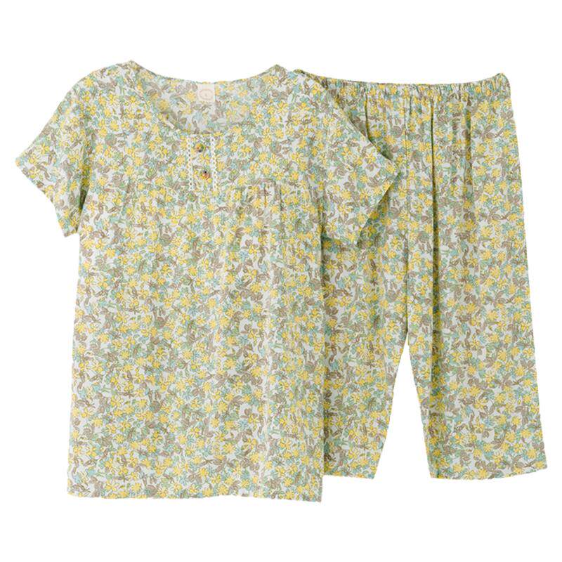 俞兆林免穿文胸的棉绸睡衣女款夏天短袖带胸垫加肥加大码夏季薄款
