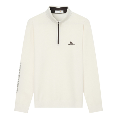 亨利格兰秋冬新品男士运动休闲半开襟立领长袖针织衫简约百搭卫衣