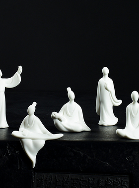 桌面人物小摆件装饰花宠禅意