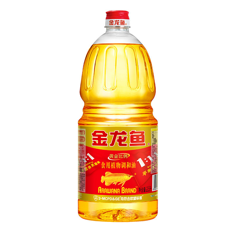 金龙鱼黄金比例调和油2.5L桶装家用食用油植物调和油2.5升植物油