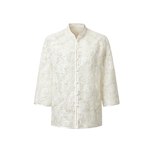 VGRASS维格娜丝夏季新款水溶镂空绣落肩新中式盘扣气质女士外套