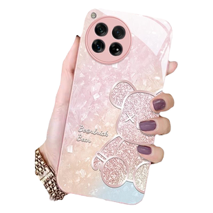 适用一加12手机壳新款女一加11轻奢oneplus10pro钻石小熊时尚9r高级感一加ace3PRO玻璃卡通竞速版防摔2V外壳