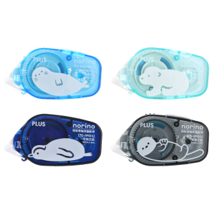 日本PLUS普乐士点点胶海洋动物限定学生用双面胶norino可爱迷你款小学生儿童手工胶可换替芯手帐胶带