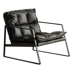 克罗利单人沙发椅真皮轻奢高级感阳台休闲椅子现代轻复古客厅躺椅