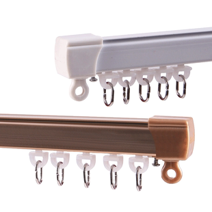 窗帘轨道罗马杆合集 静音滑轨直轨单轨双轨挂钩顶装侧装隔断加厚