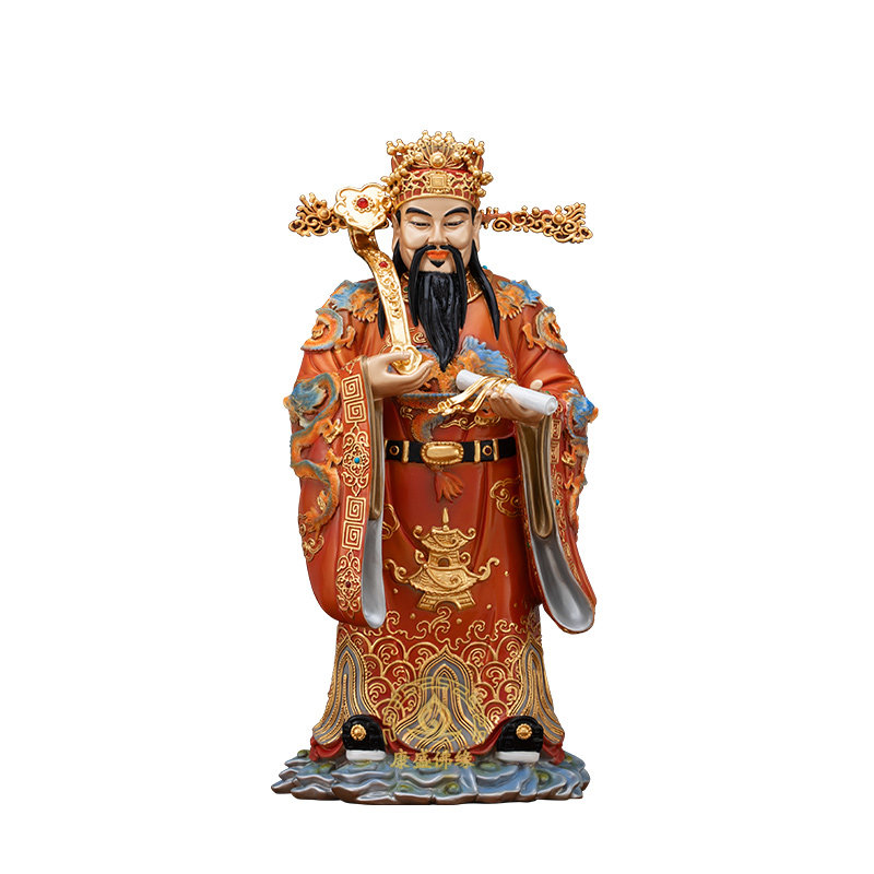 福禄寿三星神像铜彩绘摆件