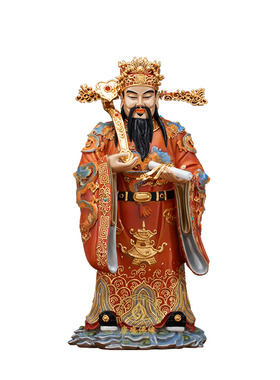 福禄寿三星神像铜彩绘摆件