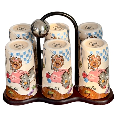 复古棕萌犬陶瓷咖啡杯套装礼物