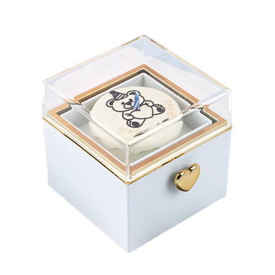 小熊蛋糕戒指盒生日惊喜盒子翻转魔术礼物盒新年求婚项链首饰盒