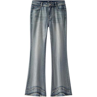 森马港风街头毛边喇叭牛仔裤女