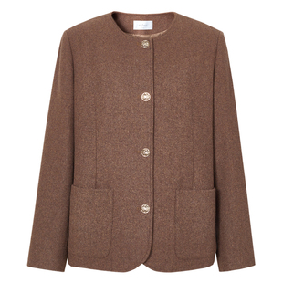 伊芙丽时尚复古人字纹绗棉老钱风西装套装女2024秋装搭配一整套