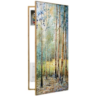 油画质感梵高风景强弱电箱实木底框遮挡挂画多媒体装饰画消防栓画