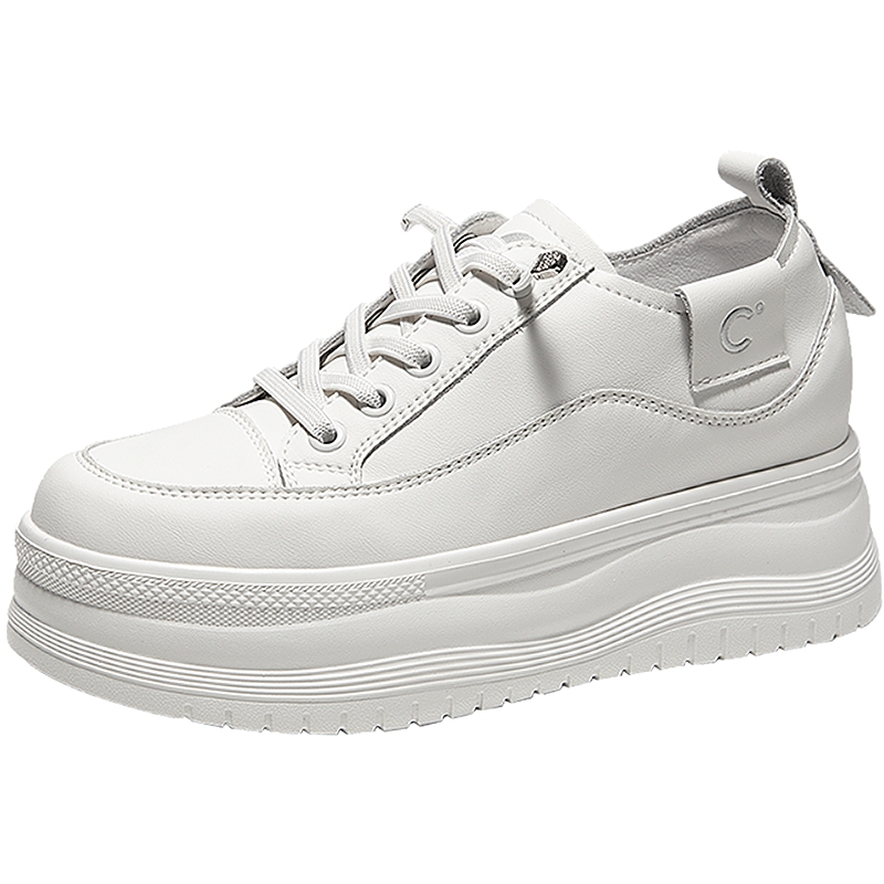 千百度厚底时尚休闲板鞋女款2025春秋新款增高小白鞋舒适运动鞋