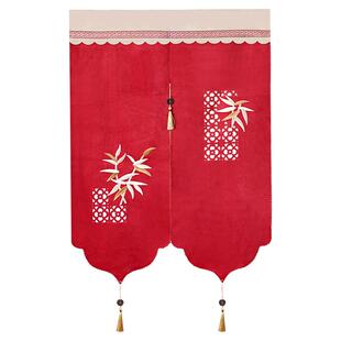 新中式门帘轻奢高级感遮挡门帘四季加厚绒布帘子卧室卫生间隔断帘