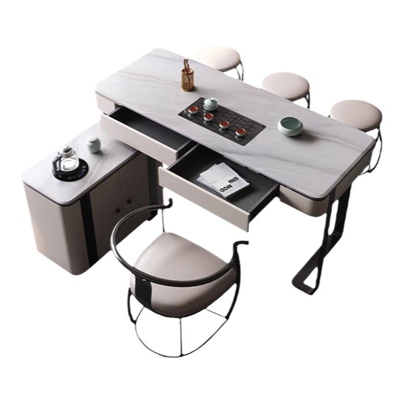 意式岩板实木茶桌椅现代简约家用茶台办公室书桌一体泡茶2025新款