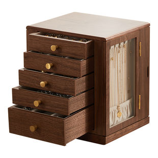 木质旋转首饰盒轻奢高档精致2026年新款珠宝项链大容量饰品收纳柜