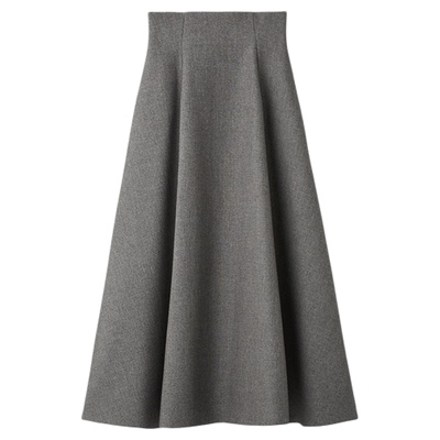 SNIDEL2025秋冬新品复古气质纯色高腰喇叭A字半身伞裙SWFS255043