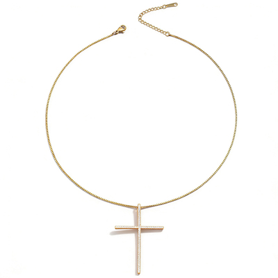 高级感满钻十字架项链