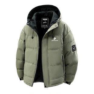 皮尔卡丹正品冬季连帽防风棉衣男士加厚保暖棉袄户外抗寒棉服外套